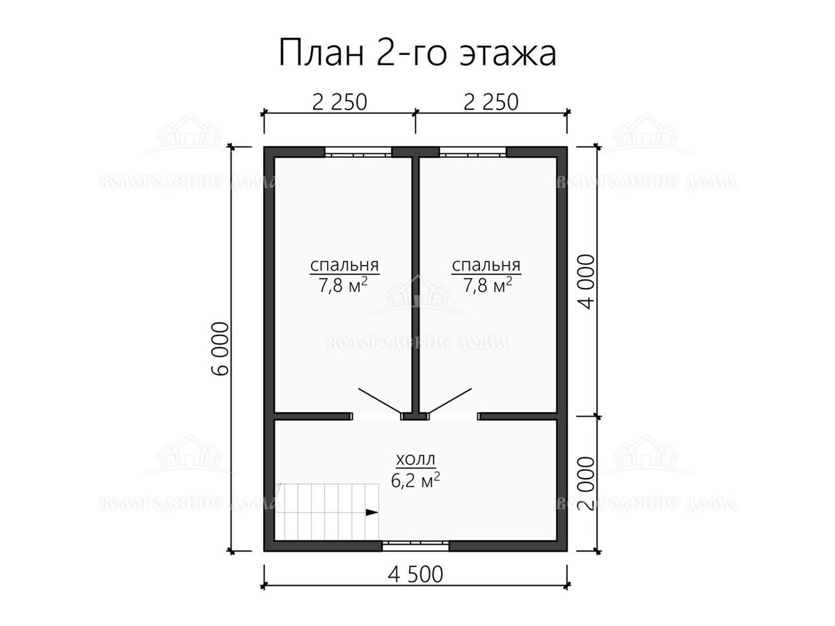 Каркасный дом 6x6 «Оренбург». Постройте проект «Оренбург» всего за 10-20  дней за 0927000 руб. – в СК «Вологодские дома»